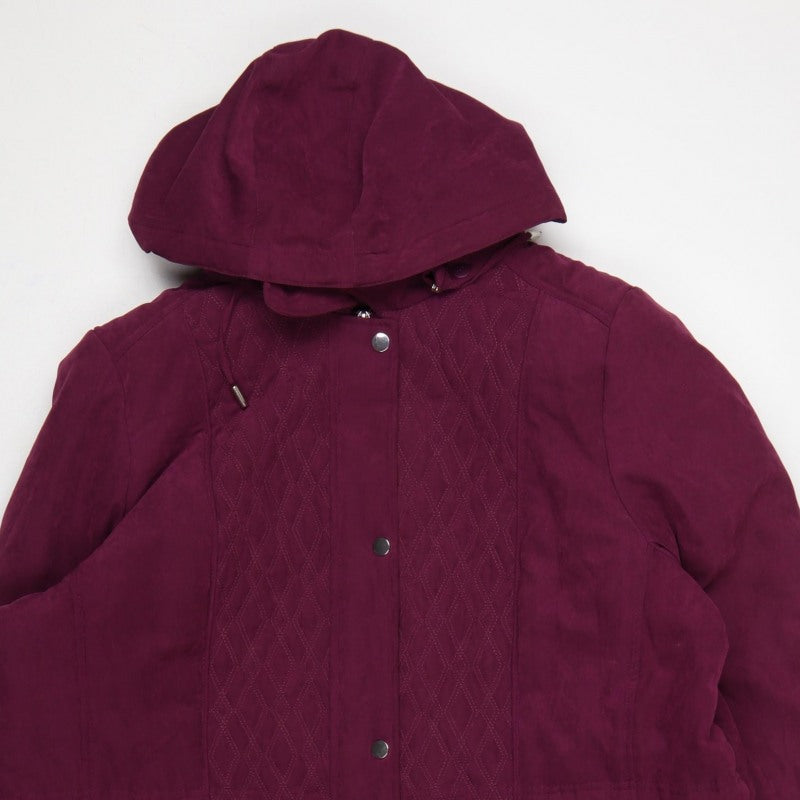 Bonmarché Women’s Purple Size 22 Hooded Parka Coat Insulated Mid-Length