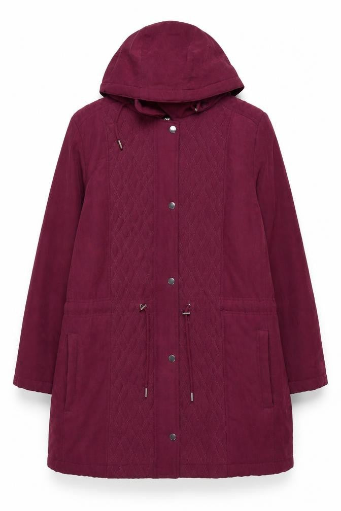 Bonmarché Women’s Purple Size 22 Hooded Parka Coat Insulated Mid-Length