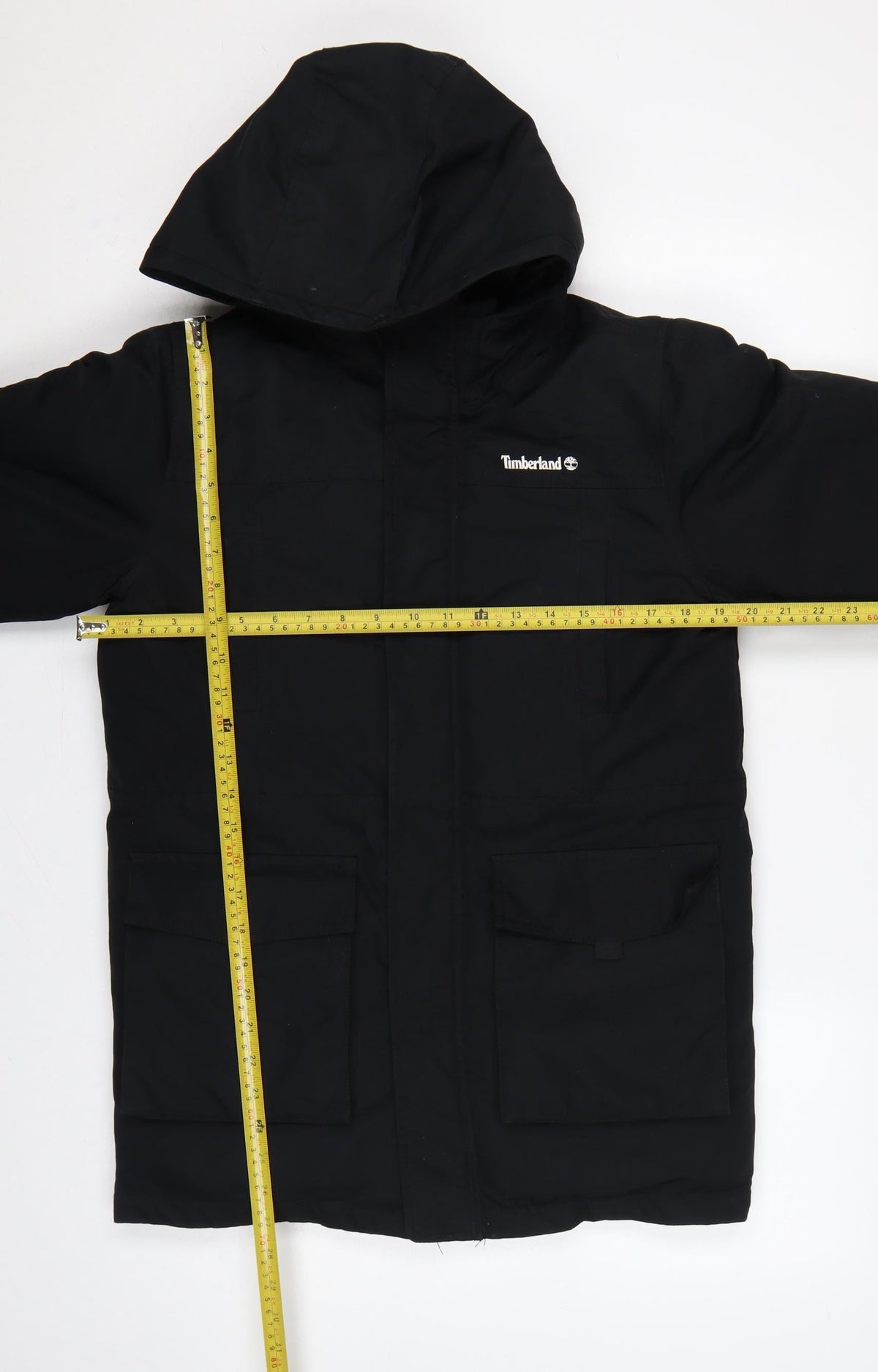Timberland Teens Black XS Hooded Parka Coat Insulated Logo