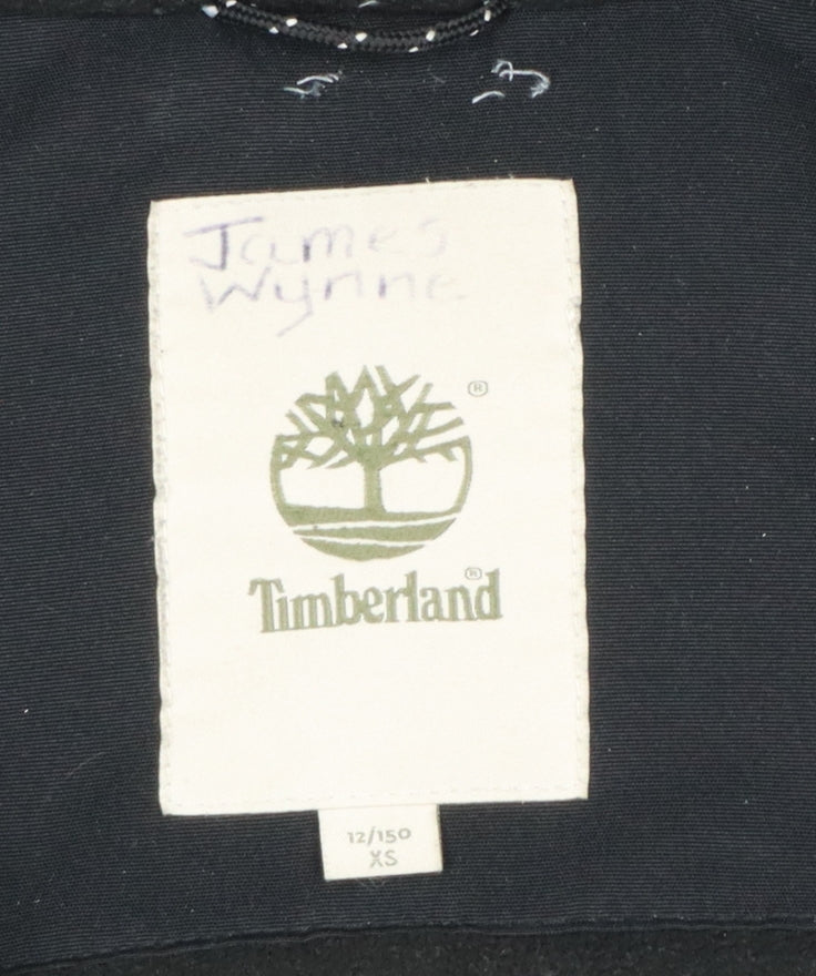 Timberland Teens Black XS Hooded Parka Coat Insulated Logo