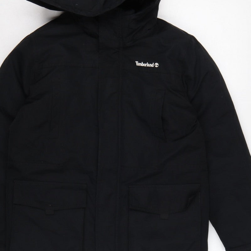 Timberland Teens Black XS Hooded Parka Coat Insulated Logo