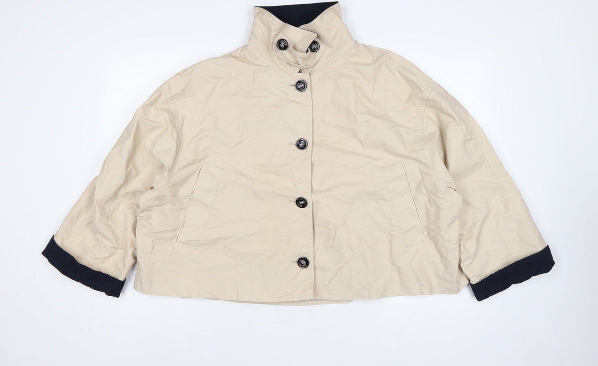 Next Women’s Beige Petite XL Short Button Jacket Collared Pockets