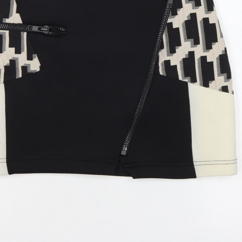 River Island Women Black Ivory UK 10 Geometric Zip Mini Pencil Skirt