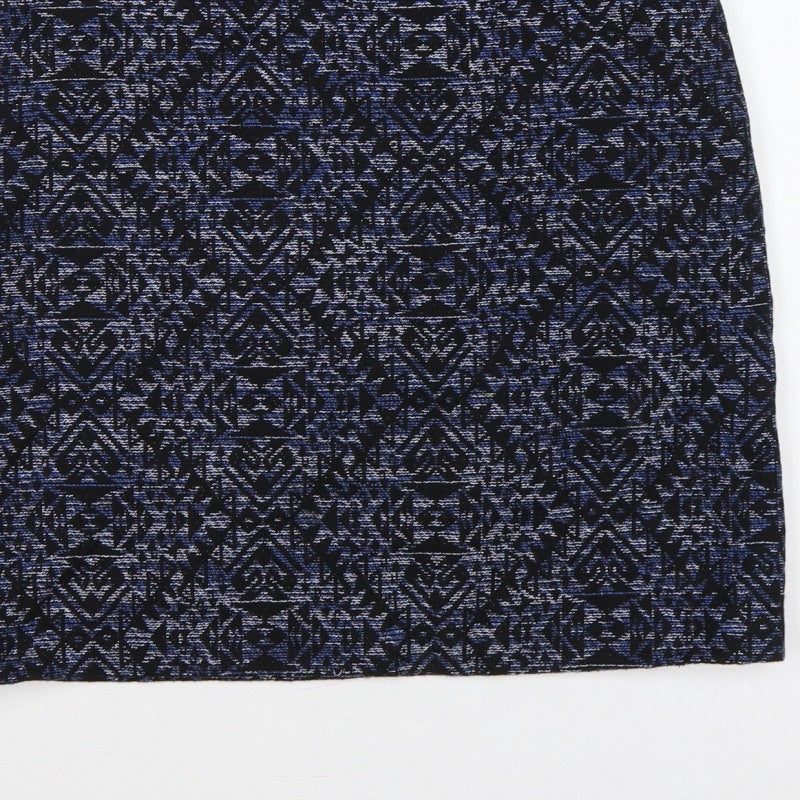 Marks and Spencer Women Blue Geometric Pencil Skirt UK 14 Knee Length