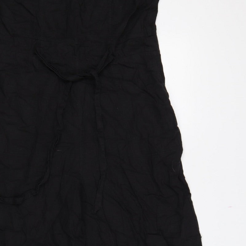 Fat Face Women Black UK 12 Linen Blend Wide-Leg Sleeveless Jumpsuit