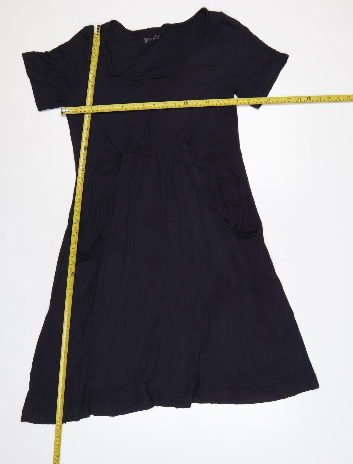 Toast Women Navy Blue UK 14 A-Line Long Bamboo Jersey Pocket Dress