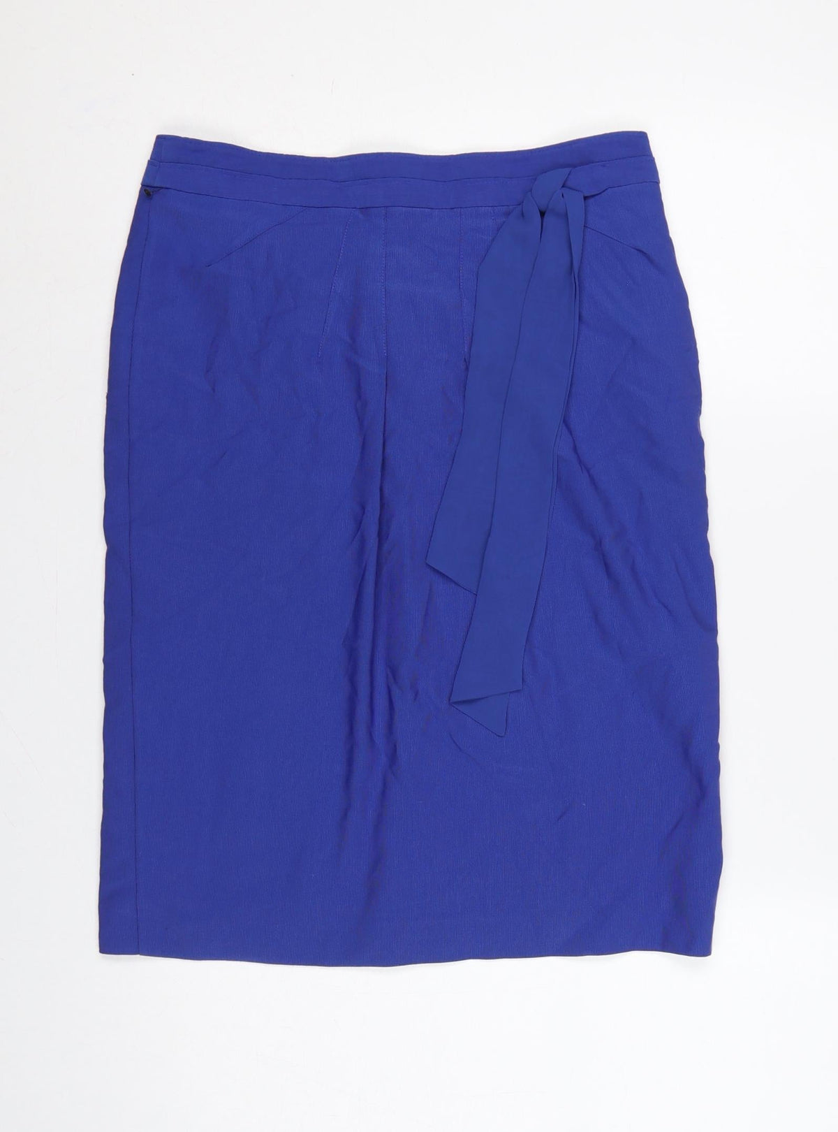 Marks & Spencer Per Una Women Blue UK 10 Pencil Knee Skirt Tie Belt
