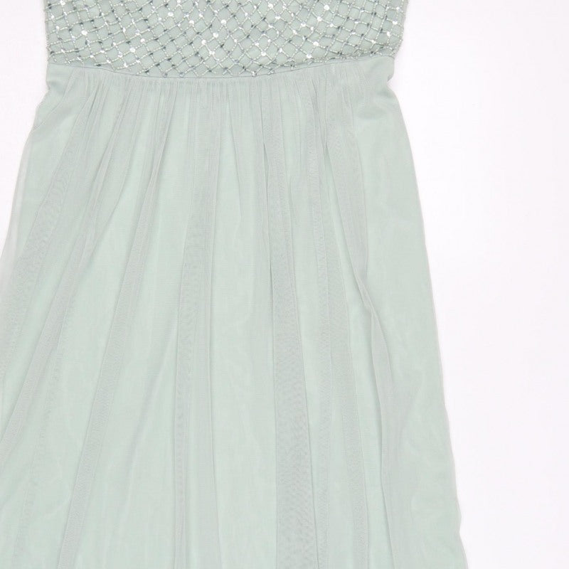 Monsoon Women’s Green UK 10 Beaded Sequin Chiffon Maxi Dress