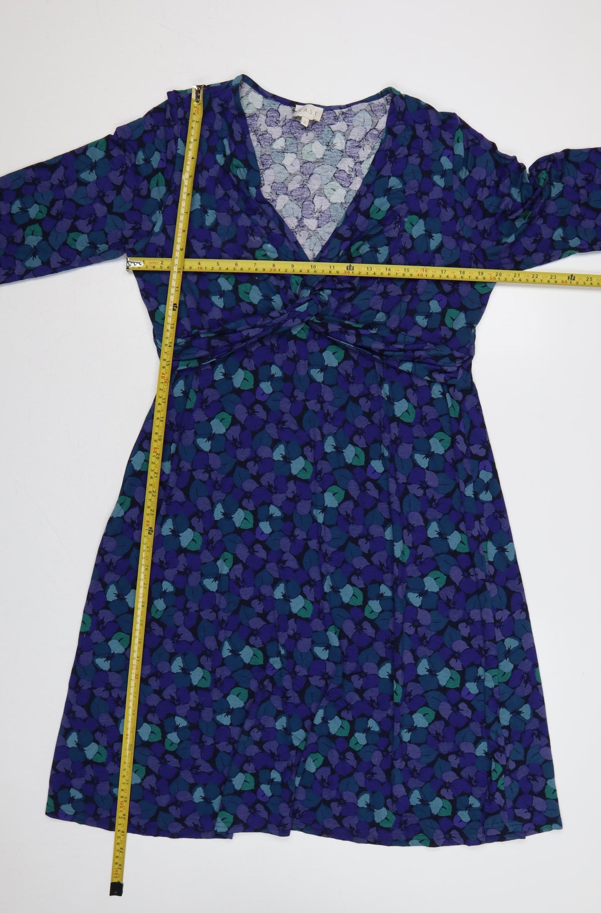 East Women’s Multicoloured Floral Wrap Dress Size 18 V-Neck Jersey