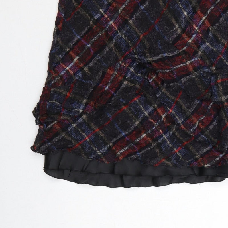 Per Una Women’s Multicoloured Plaid Ruffle Knee Skirt UK 12