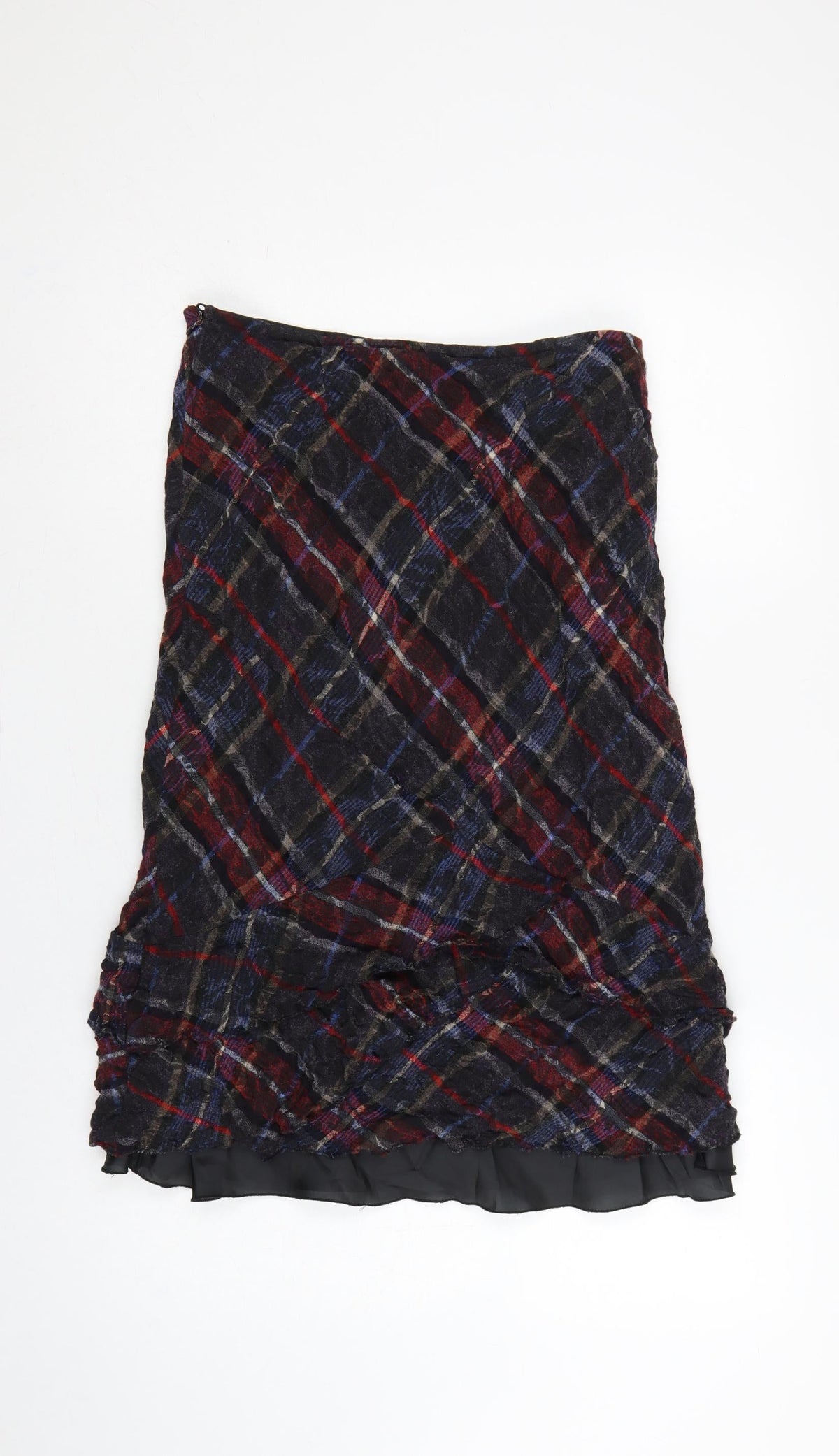 Per Una Women’s Multicoloured Plaid Ruffle Knee Skirt UK 12