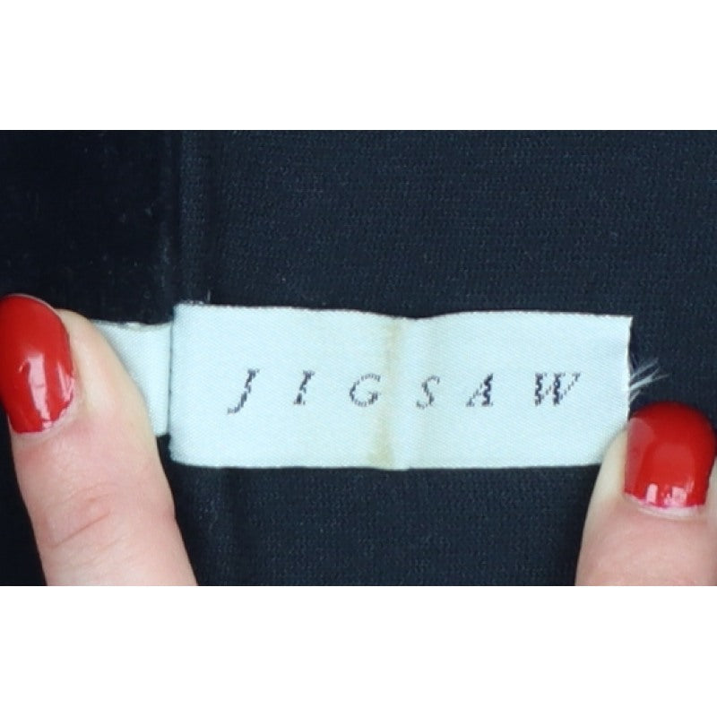 Jigsaw Women Black UK 2 Velour Button-Up Collared Long Sleeve Shirt