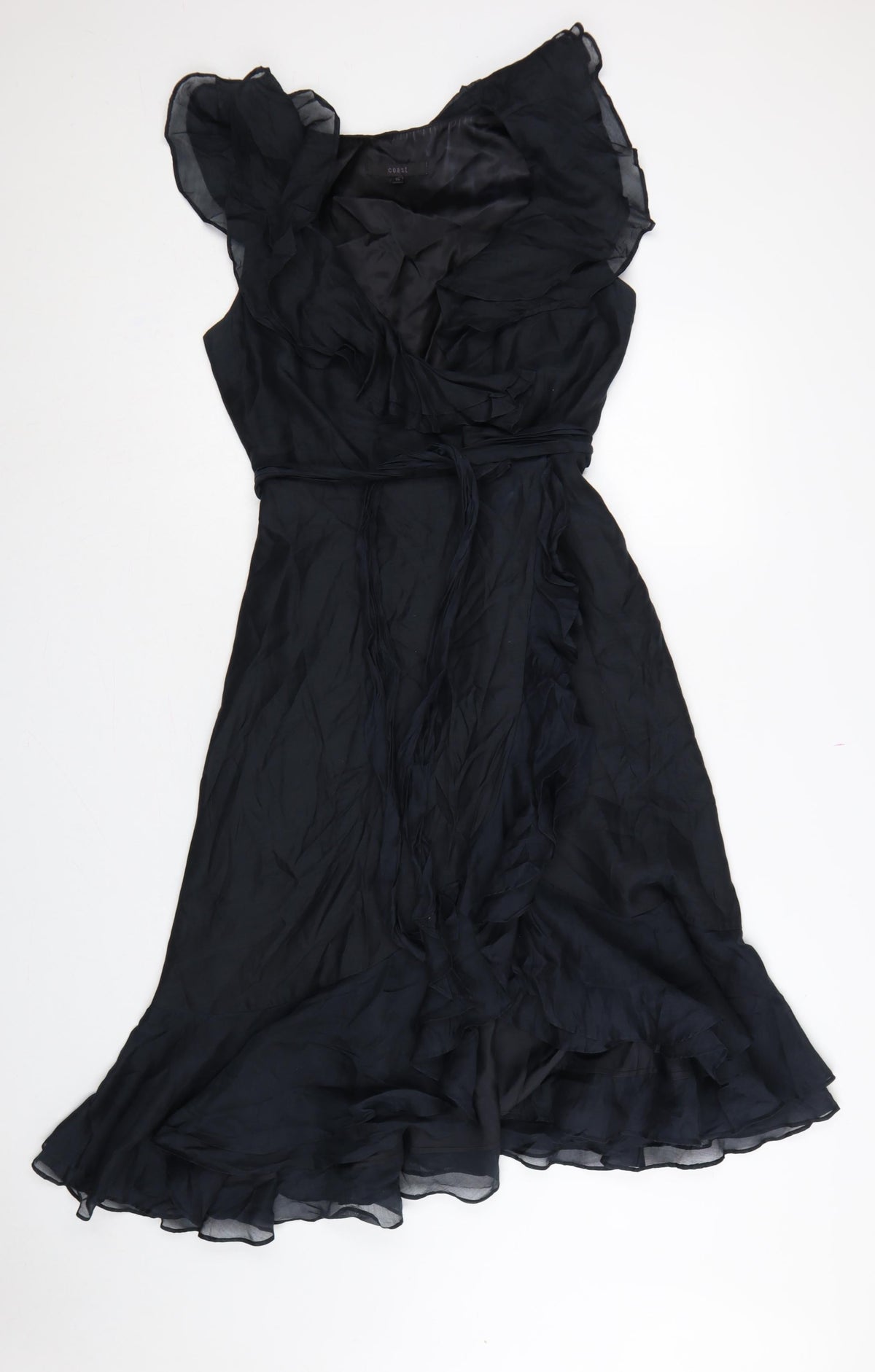 Coast Women Black UK 10 One Shoulder Ruffle Long Maxi Occasion Dress
