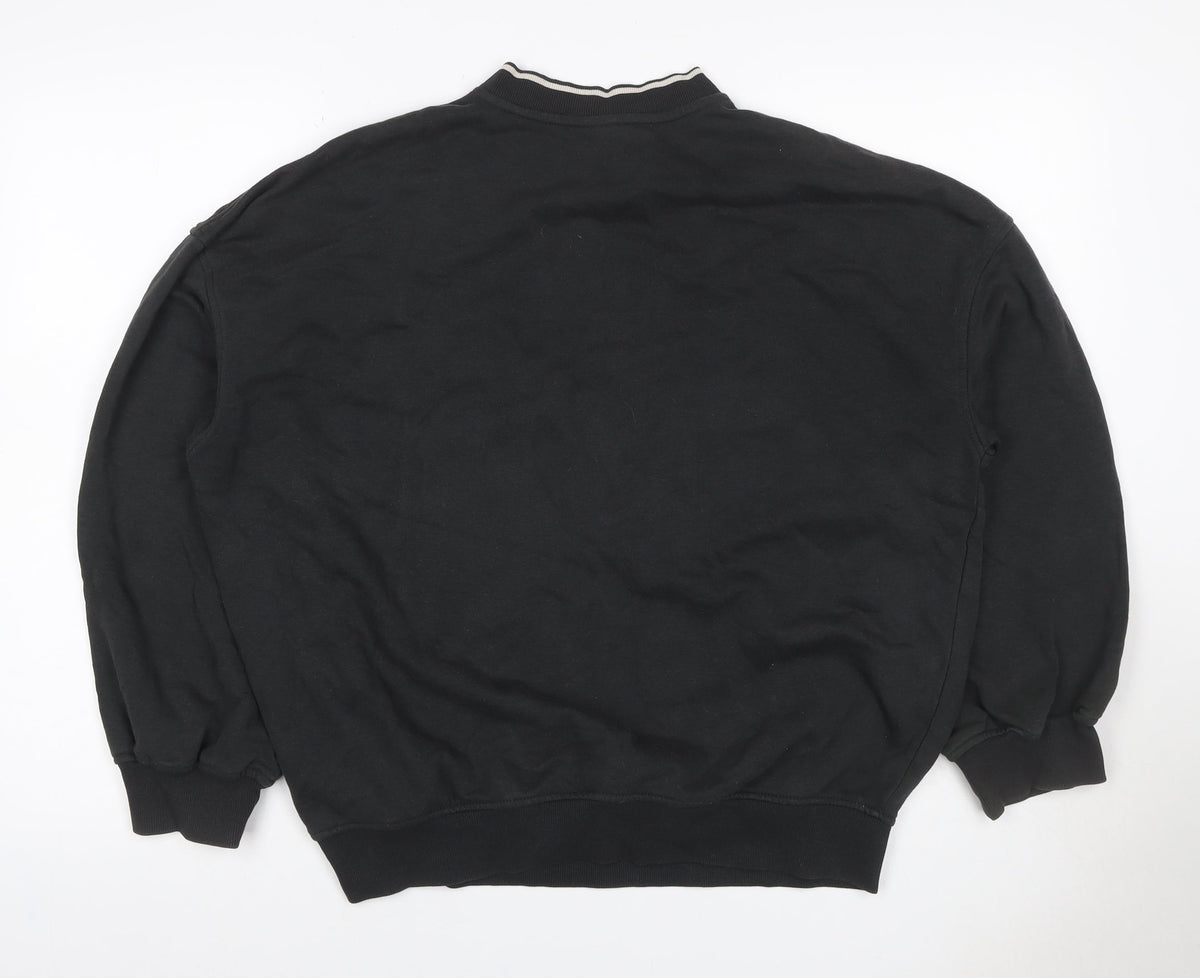 H&M Divided Women Black XXS Los Angeles V-Neck Pullover Sweatshirt