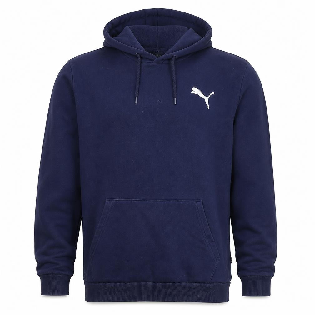 Puma Men's Navy Blue L Pullover Hoodie Logo Sports Fleece