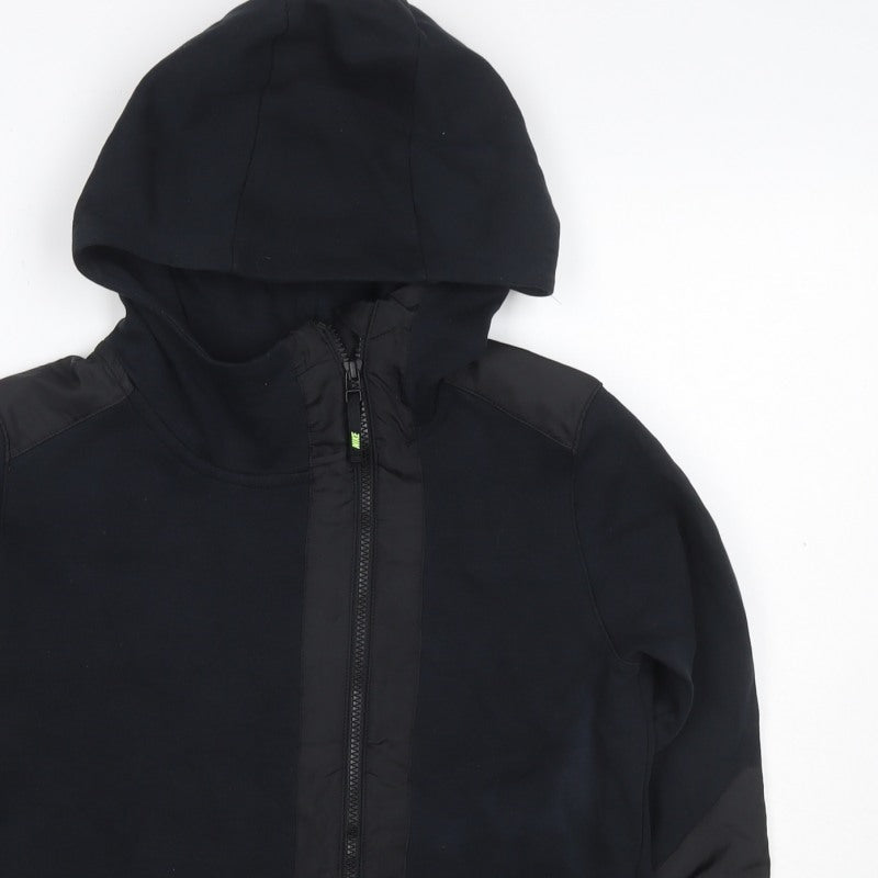 Nike Teens Black L Full Zip Hooded Sweatshirt Logo Cotton Blend