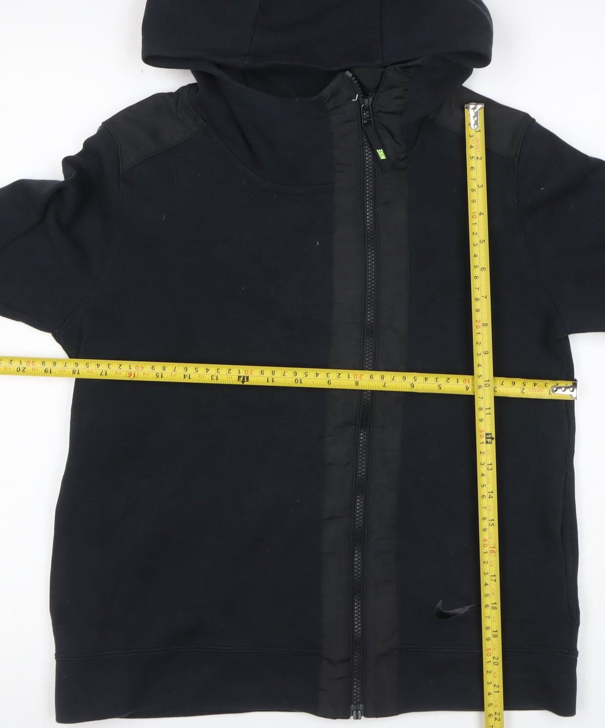 Nike Teens Black L Full Zip Hooded Sweatshirt Logo Cotton Blend