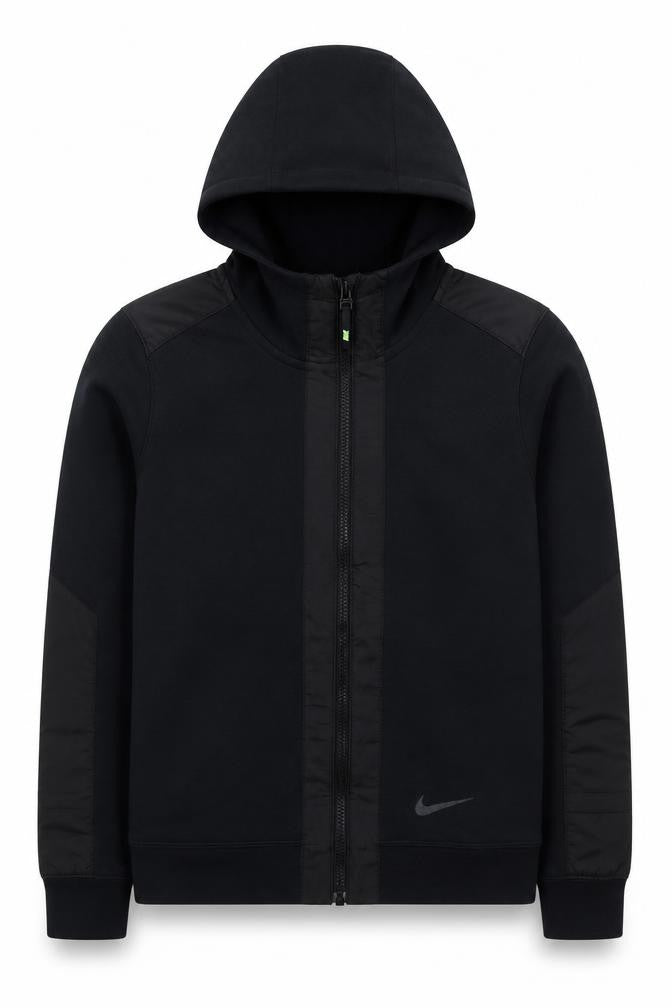 Nike Teens Black L Full Zip Hooded Sweatshirt Logo Cotton Blend