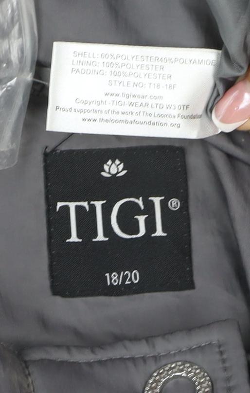 Tigi Women’s Grey Size 20 Quilted Hooded Puffer Jacket