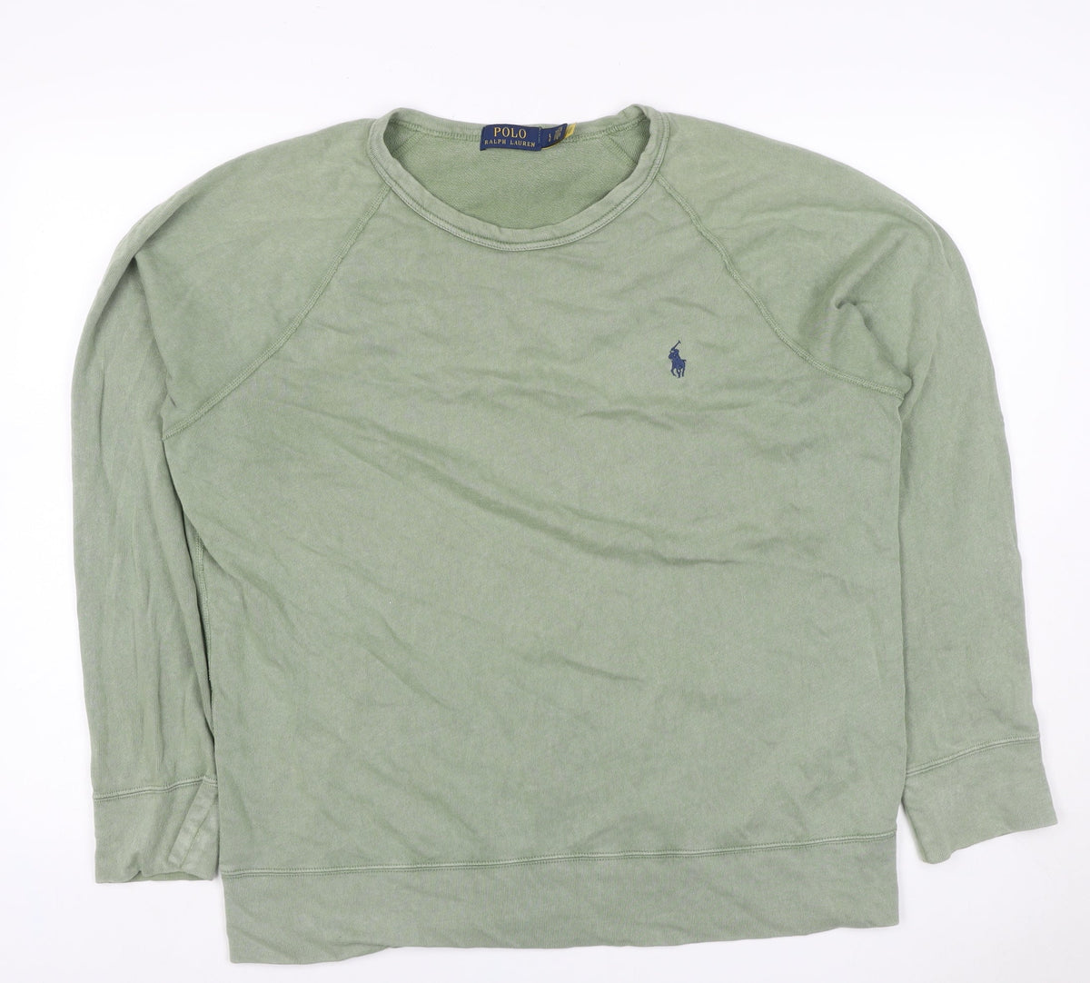 Polo Ralph Lauren Men Green L Logo Embroidered Crew Neck Pullover Sweatshirt