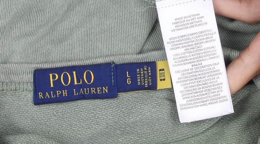 Polo Ralph Lauren Men Green L Logo Embroidered Crew Neck Pullover Sweatshirt