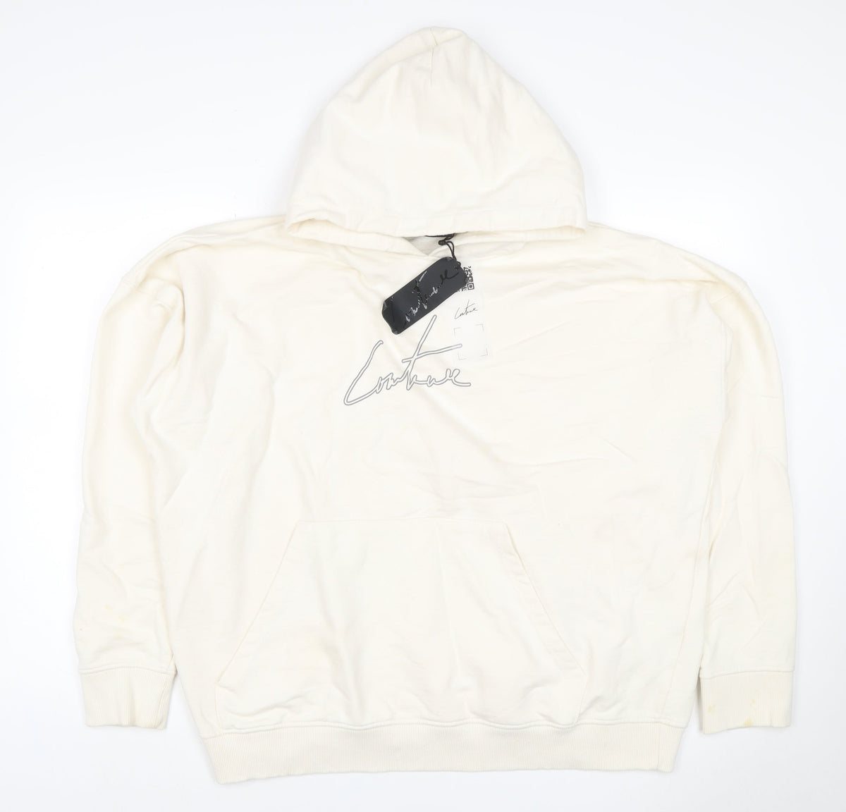 Corteiz Men's Ivory M Pullover Hoodie Logo Graphic Kangaroo Pocket