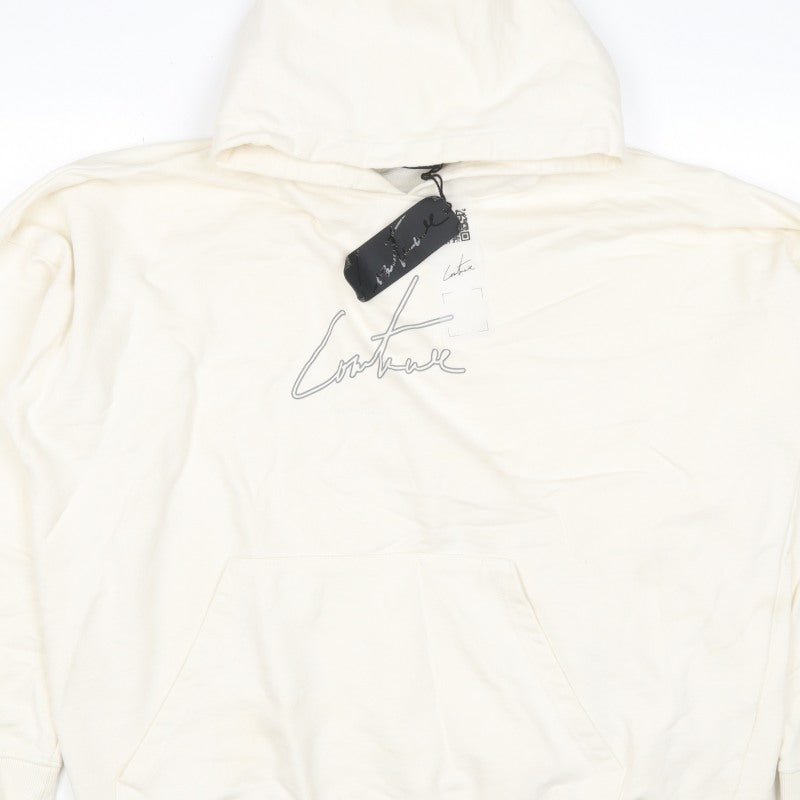 Corteiz Men's Ivory M Pullover Hoodie Logo Graphic Kangaroo Pocket