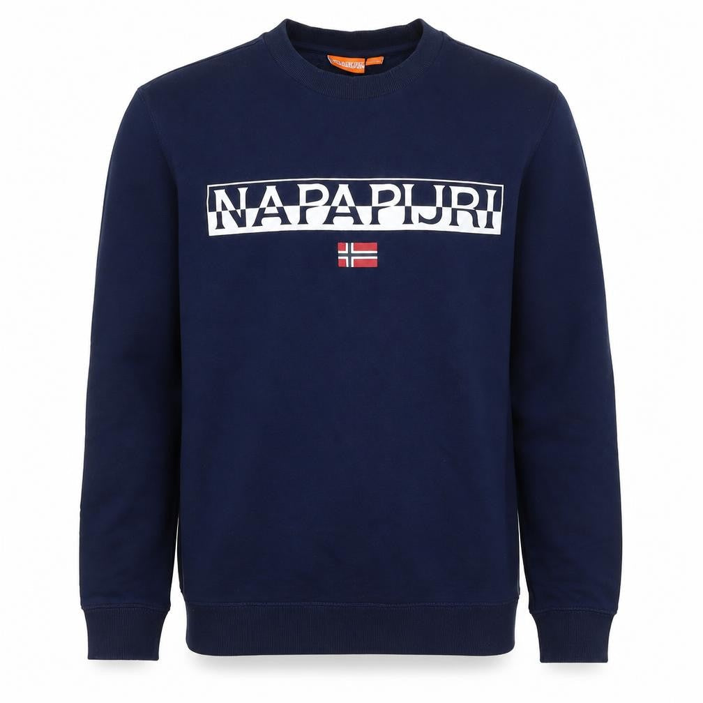 Napapijri Men’s Blue M Logo Flag High Neck Pullover Sweatshirt
