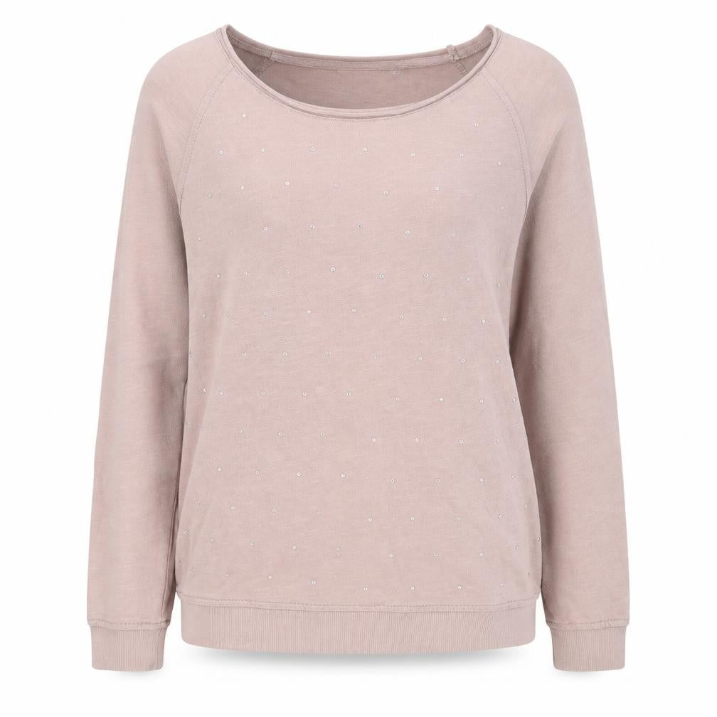 One Look Women’s Pink UK 12 Rhinestone Pullover Sweatshirt