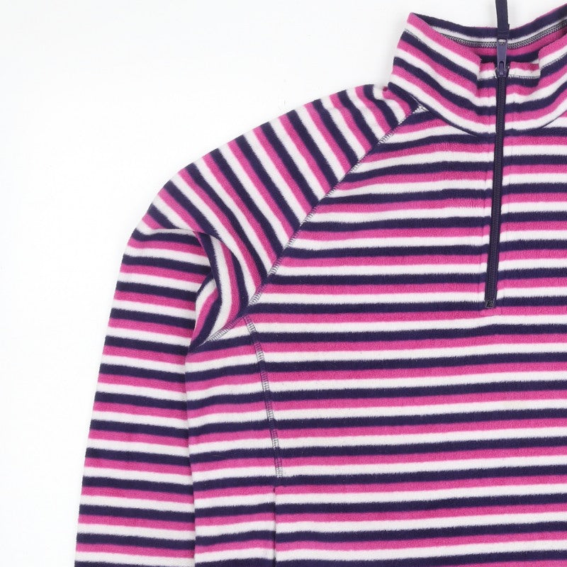 Marks and Spencer Women’s Multicoloured UK 20 Striped 1/4 Zip Fleece Sweatshirt