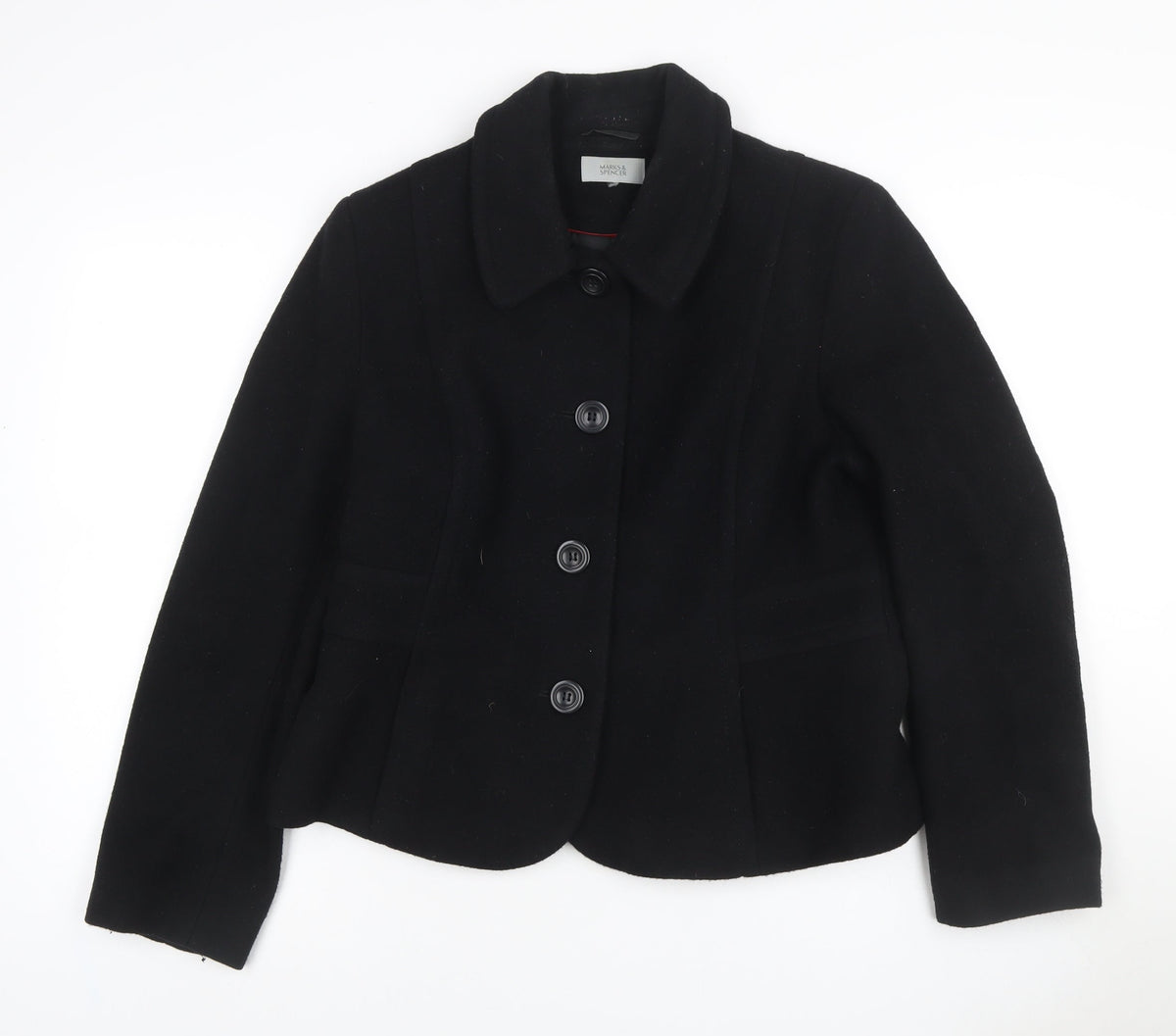 Marks and Spencer Women’s Black UK 16 Wool Blend Button Jacket