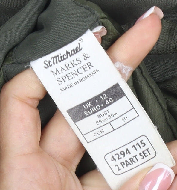 Marks and Spencer Women Green UK 12 Hooded 2-Part Parka Jacket
