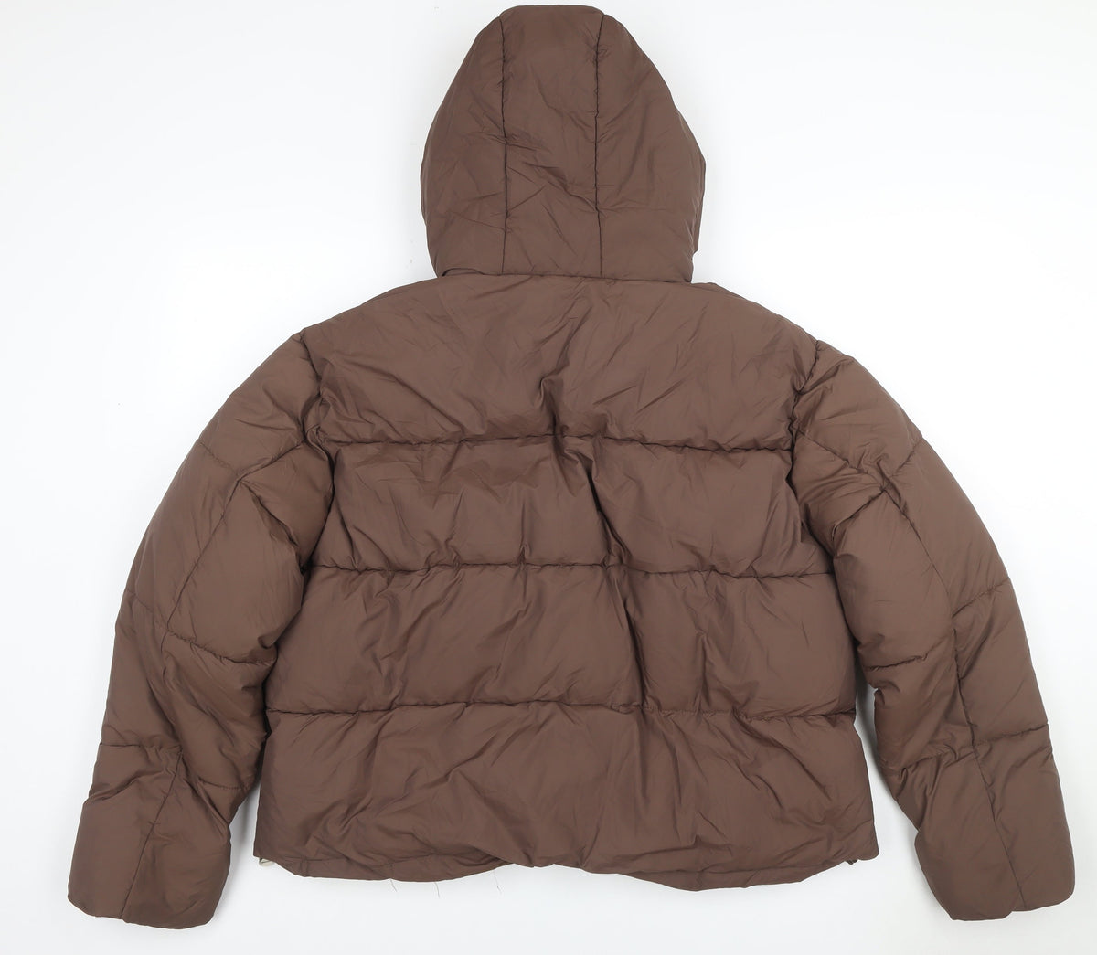 Getmod Women's Brown 7XL Hooded Quilted Puffer Jacket Zip