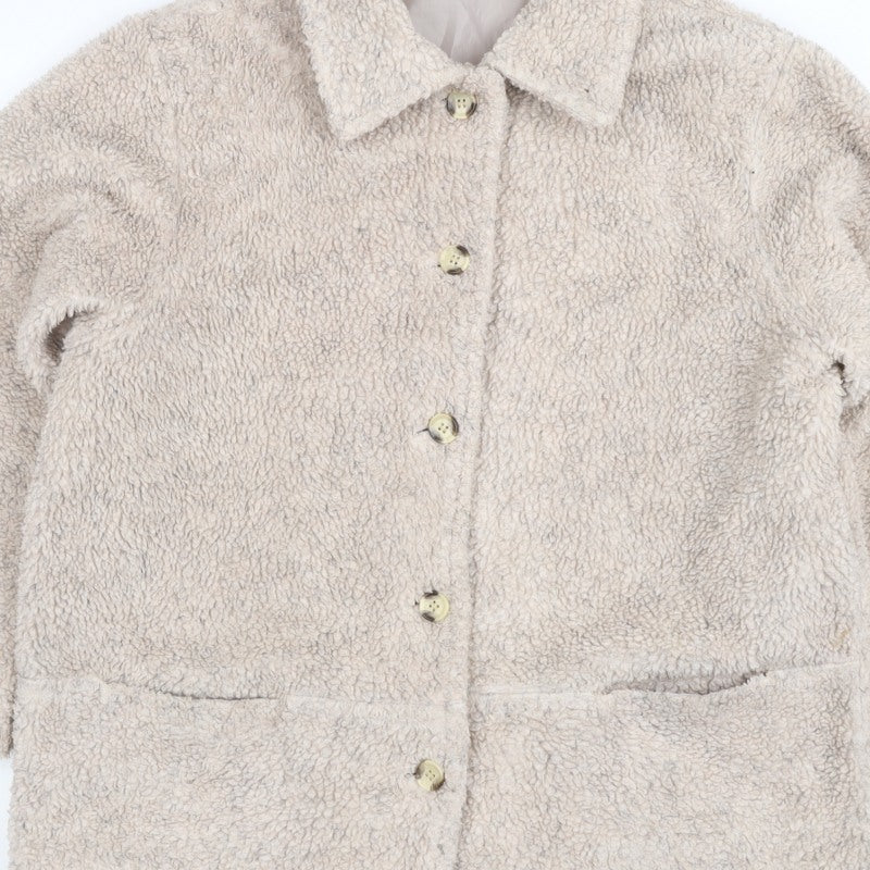 Deans Women's Beige UK 18 Teddy Faux Fur Button Jacket Pockets