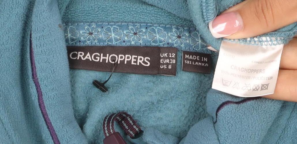 Craghoppers Women's Blue UK 12 Full Zip Fleece Sweatshirt Zip Pockets