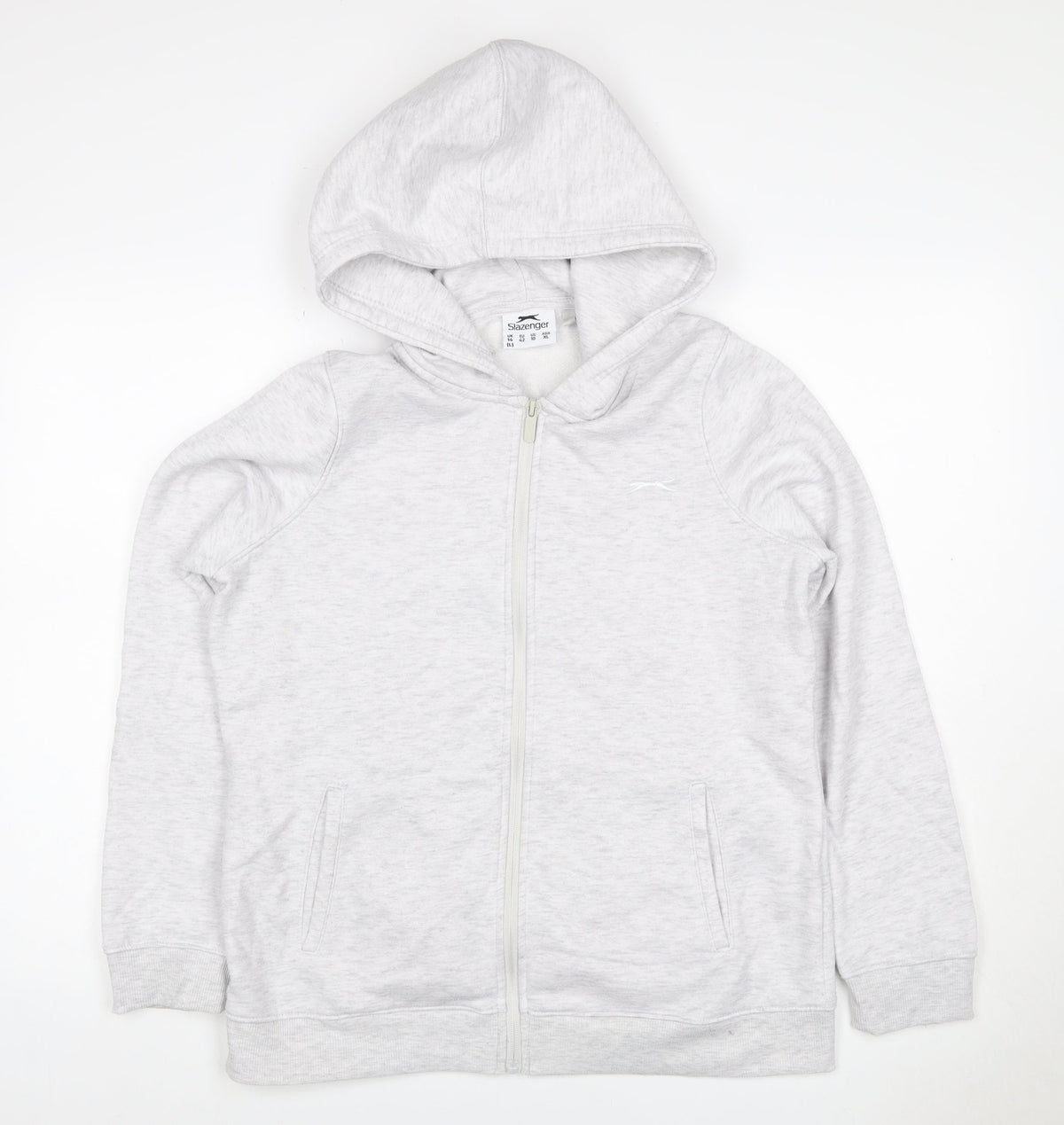 Slazenger Women Grey UK 14 Full Zip Hooded Fleece Hoodie