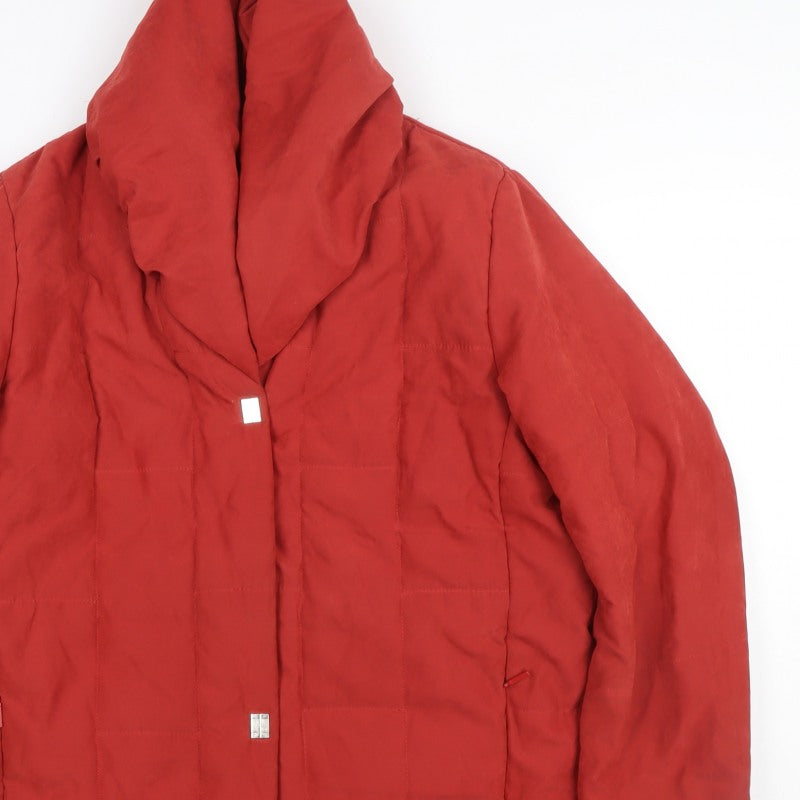 Palmiore Women Red UK 14 Hooded Padded Mid-Length Puffer Coat
