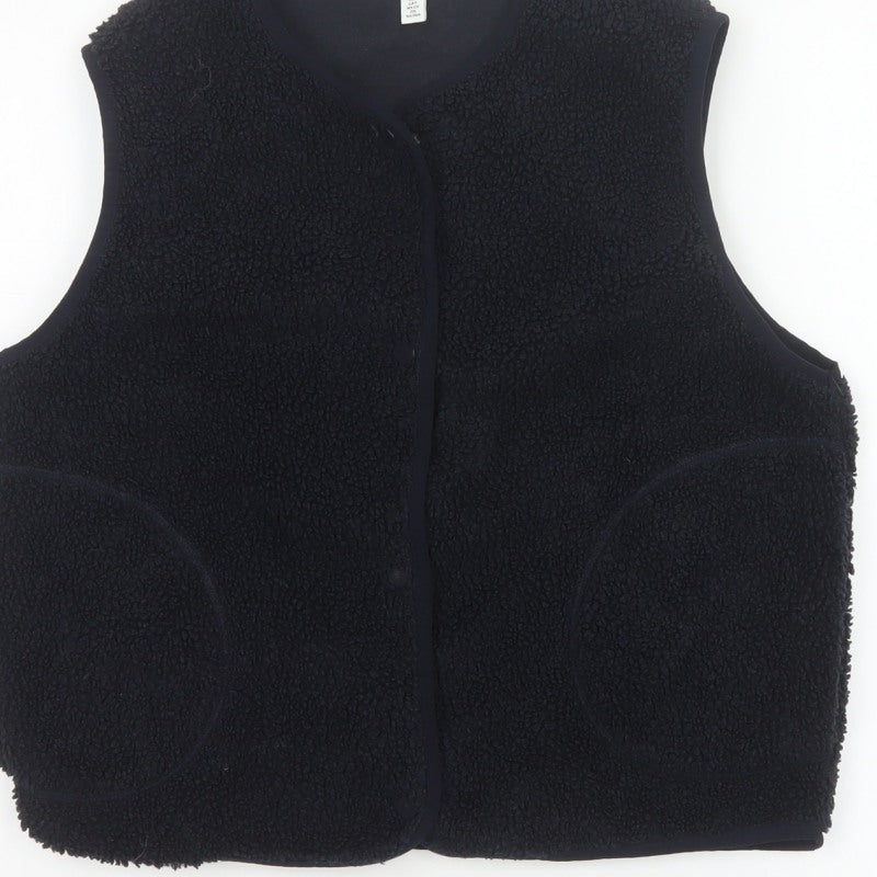 H&M Women's Black Size 10 Teddy Fleece Snap Bodywarmer Waistcoat