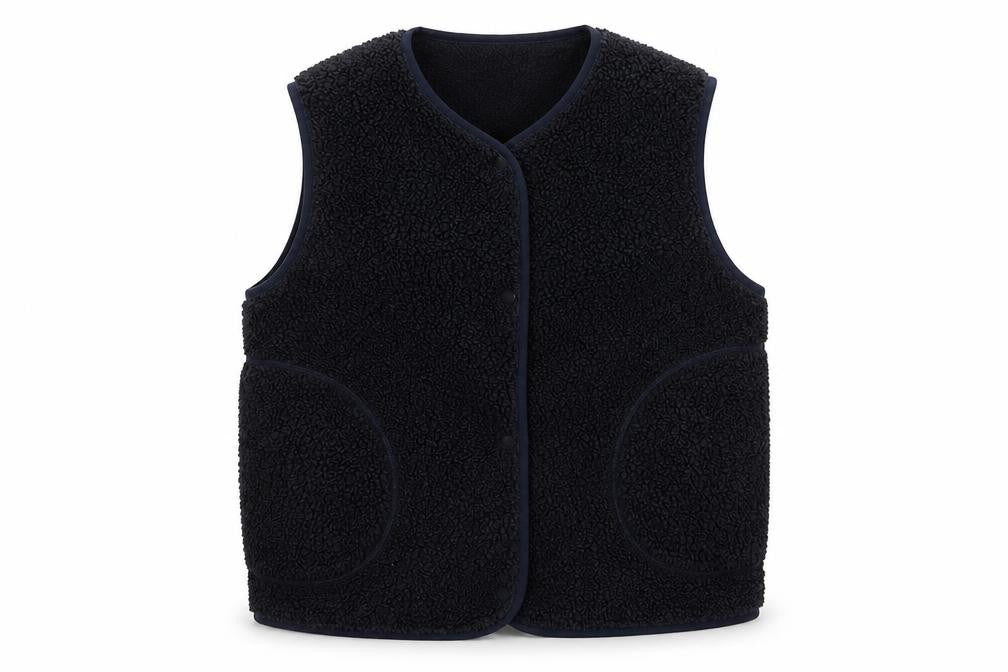 H&M Women's Black Size 10 Teddy Fleece Snap Bodywarmer Waistcoat