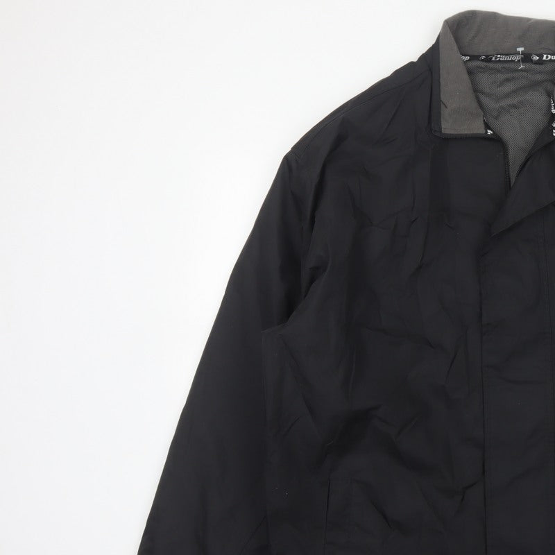Dunlop Men’s Black L Windbreaker Jacket Full Zip Logo Lined