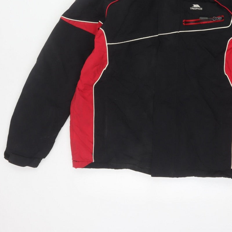 Trespass Men’s Black Red S Hooded Waterproof Ski Windbreaker Jacket