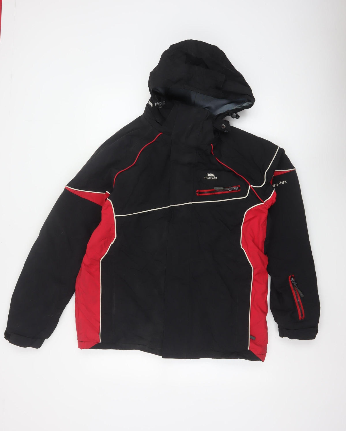 Trespass Men’s Black Red S Hooded Waterproof Ski Windbreaker Jacket