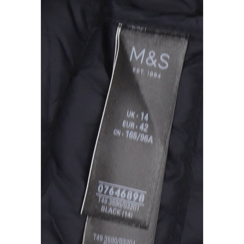 Marks and Spencer Women Black UK 14 Quilted Down Puffer Jacket