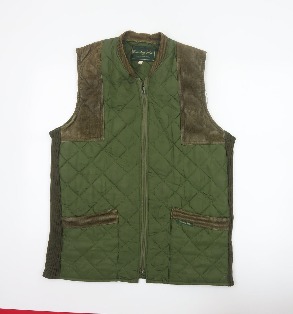 Country Wear Men’s Green L Quilted Nylon Bodywarmer Waistcoat