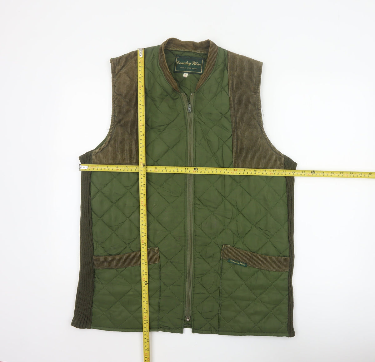Country Wear Men’s Green L Quilted Nylon Bodywarmer Waistcoat