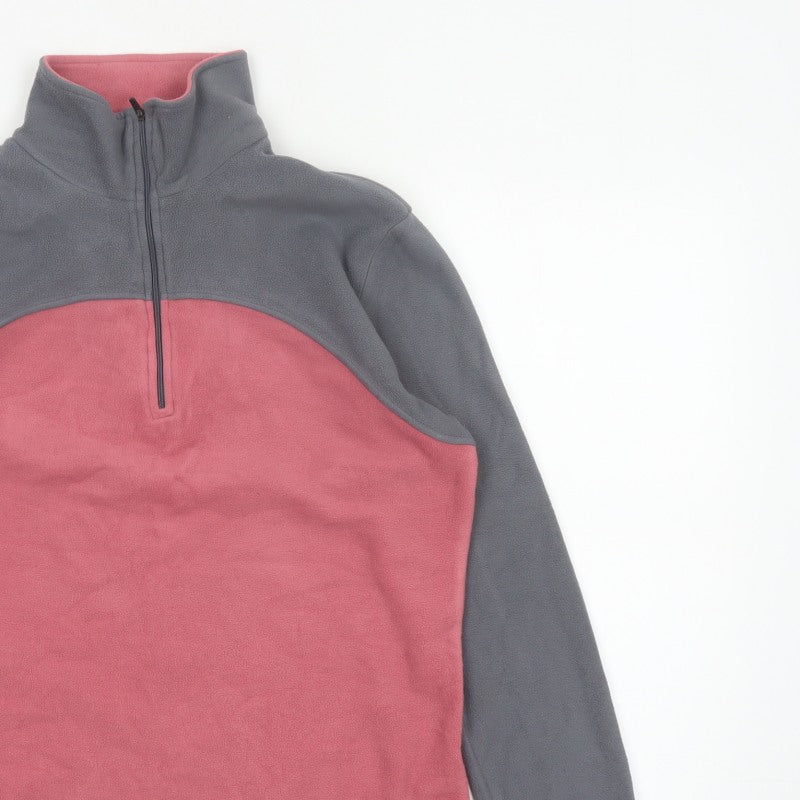 F.LLI Campagnolo Women’s Pink Grey 16 Colourblock 1/4 Zip Fleece Sweatshirt