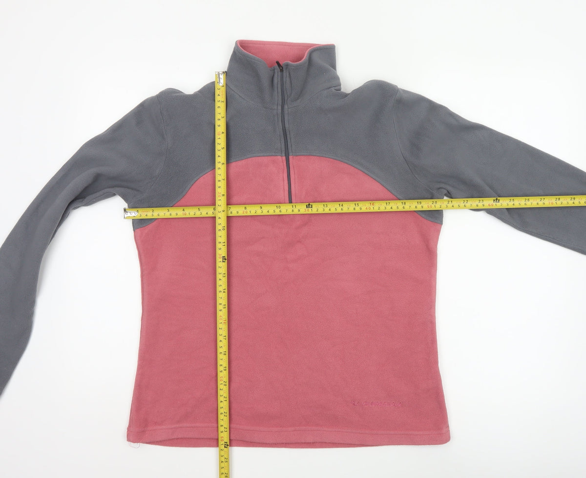 F.LLI Campagnolo Women’s Pink Grey 16 Colourblock 1/4 Zip Fleece Sweatshirt
