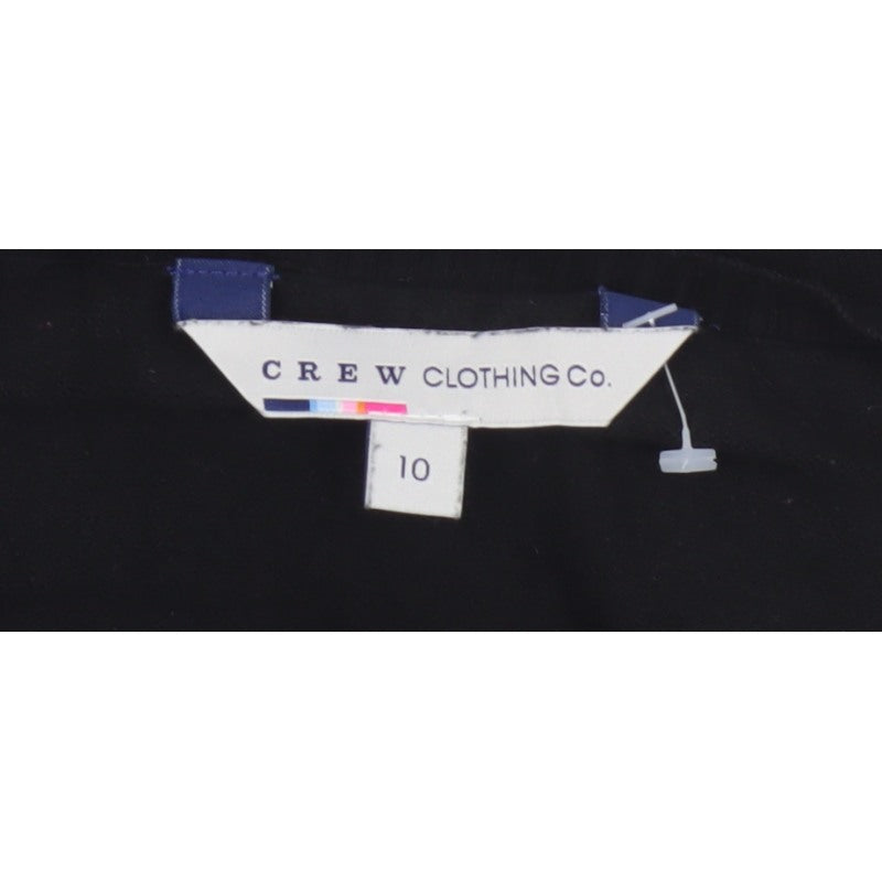 Crew Clothing Co. Women Black Size 10 Ruffle Open Cardigan Cotton Knit