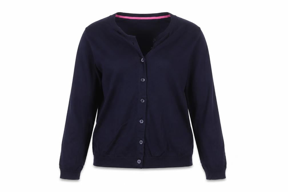 Joules Women Blue UK 12 Cotton Button-Up Round Neck Cardigan