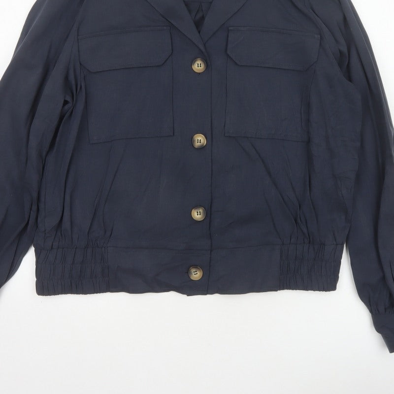 Phase Eight Women's Navy UK 16 Button Utility Cardigan Jacket Collared